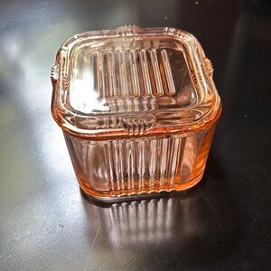 Vintage pink depression glass storage square